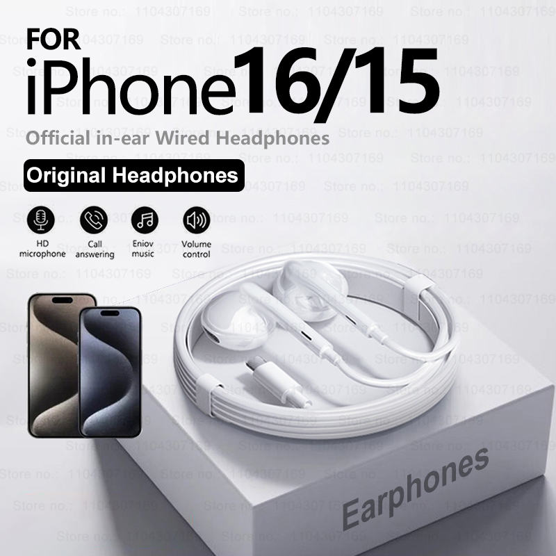 Wired Earphone Lightning - Wired Headphones For iPhone 16 Pro